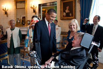 Barack Obama speaks to Stephen Hawking